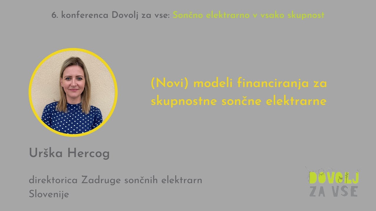 Urška Hercog: (Novi) modeli financiranja za skupnostne sončne elektrarne