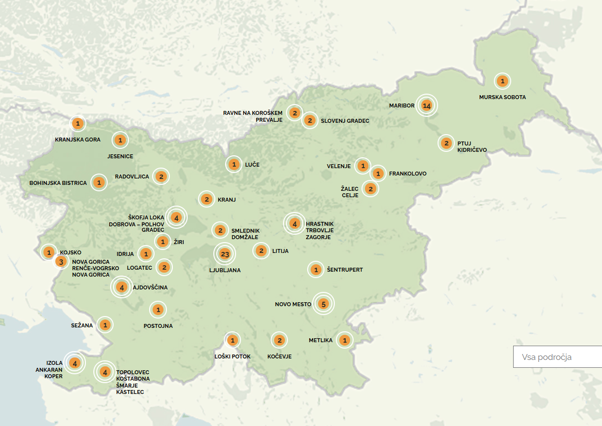 100 praks na Dovolj za vse zemljevidu